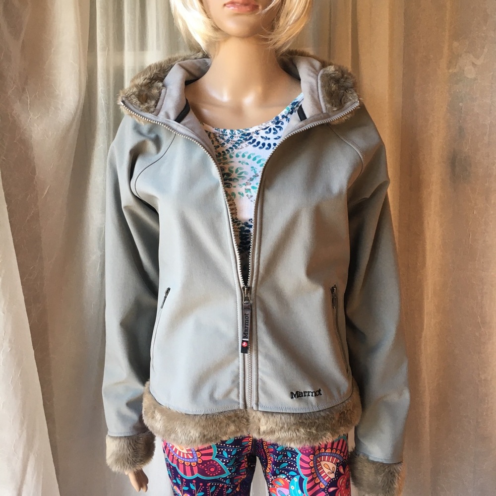 Marmot Spring Weight Hooded Jacket with Faux Fur Trim